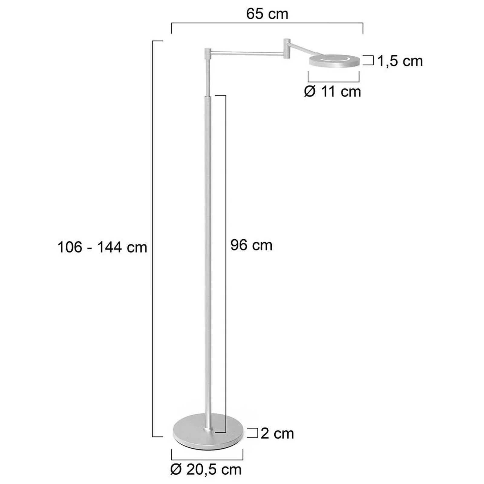 LED-Akku-Stehleuchte Soleil, stahlfarben, Metall, Dimmer günstig online kaufen