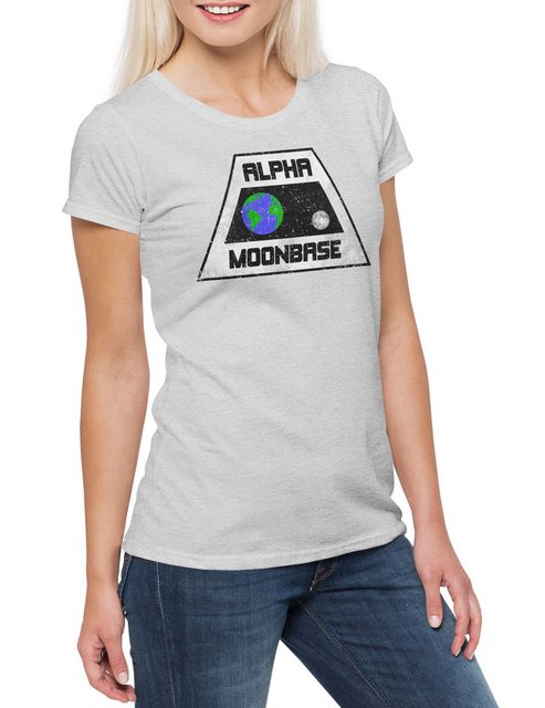 Urban Backwoods Print-Shirt Vintage Alpha Moonbase Logo Damen T-Shirt Mondb günstig online kaufen