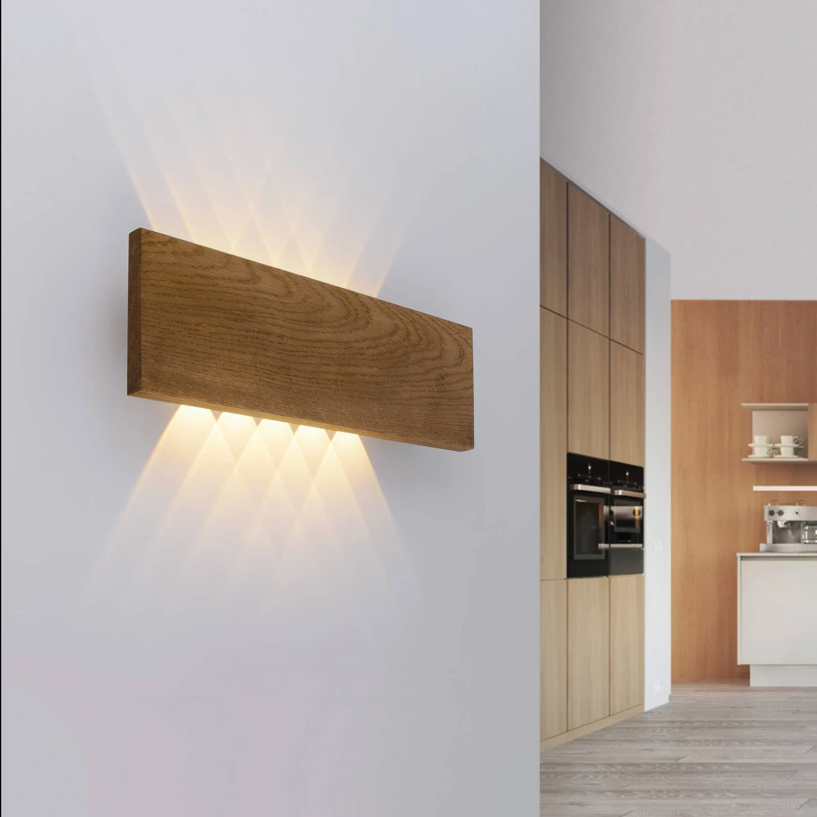 Paul Neuhaus Palma LED-Wandleuchte Holz 45 cm günstig online kaufen