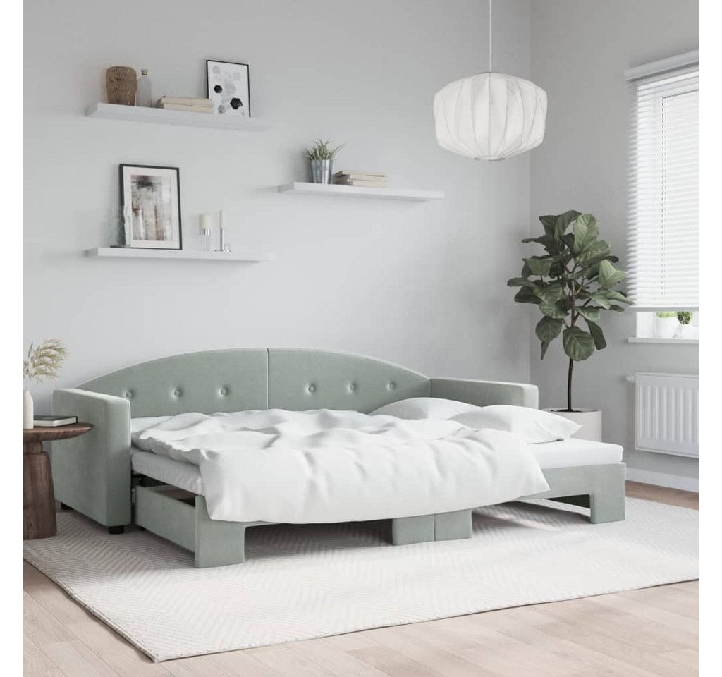 vidaXL Gästebett Gästebett Tagesbett Ausziehbar Hellgrau 80x200 cm Samt Bet günstig online kaufen