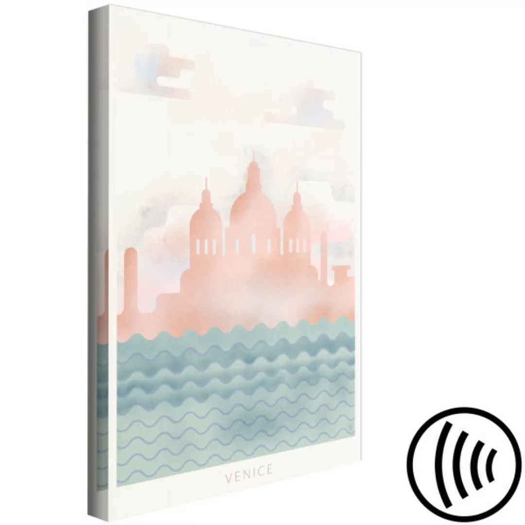 Leinwandbild Venedig auf den Wellen - Bildmotiv der Innenstadt, Rosa und Bl günstig online kaufen