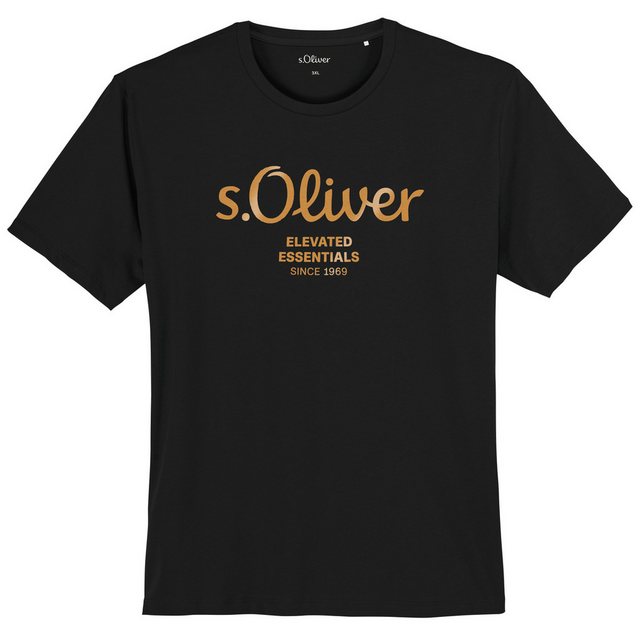 s.Oliver Rundhalsshirt Große Größe Herren T-Shirt schwarz Logoprint s.Olive günstig online kaufen