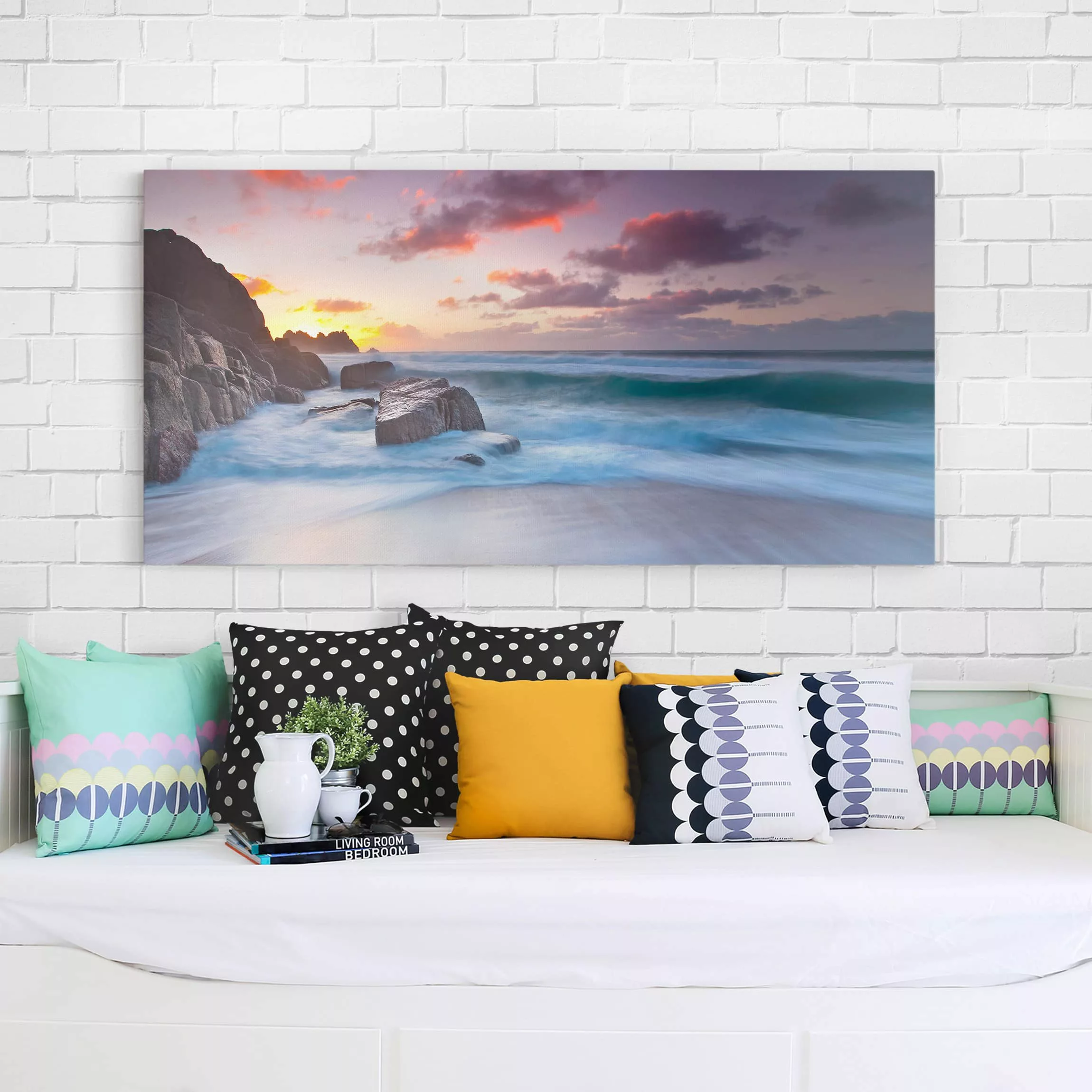 Leinwandbild Strand - Querformat Am Meer in Cornwall günstig online kaufen