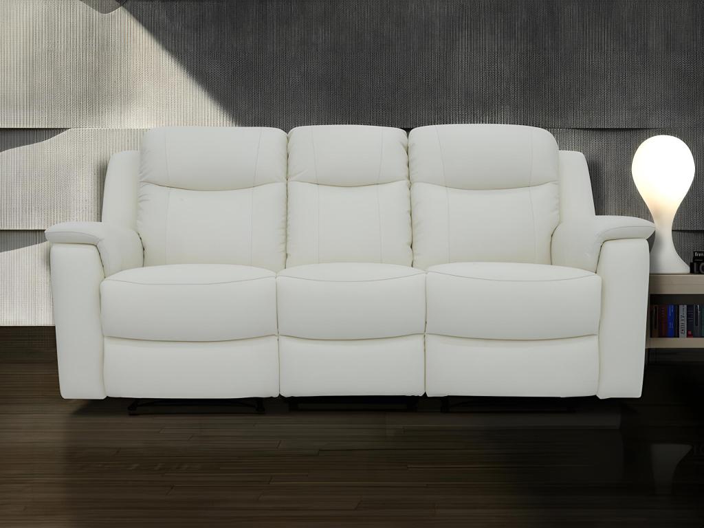 Relaxsofa Leder 3-Sitzer - Elfenbein-Weiß - EVASION günstig online kaufen