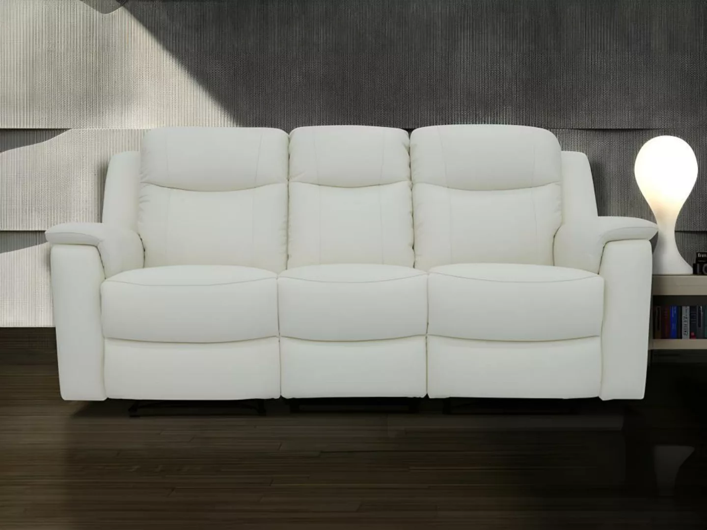 Relaxsofa Leder 3-Sitzer - Elfenbein-Weiß - EVASION günstig online kaufen