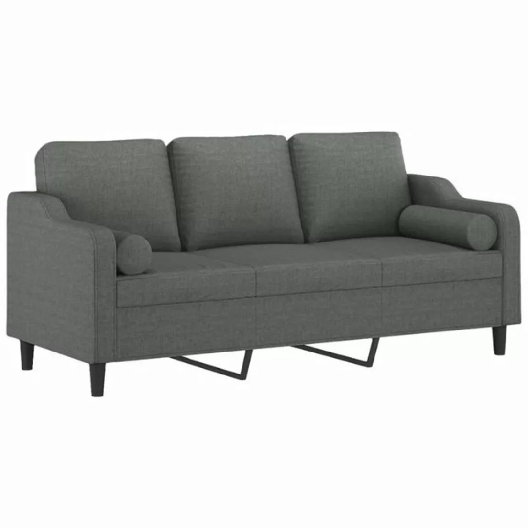 vidaXL Sofa 3-Sitzer-Sofa mit Zierkissen Dunkelgrau 180 cm Stoff günstig online kaufen