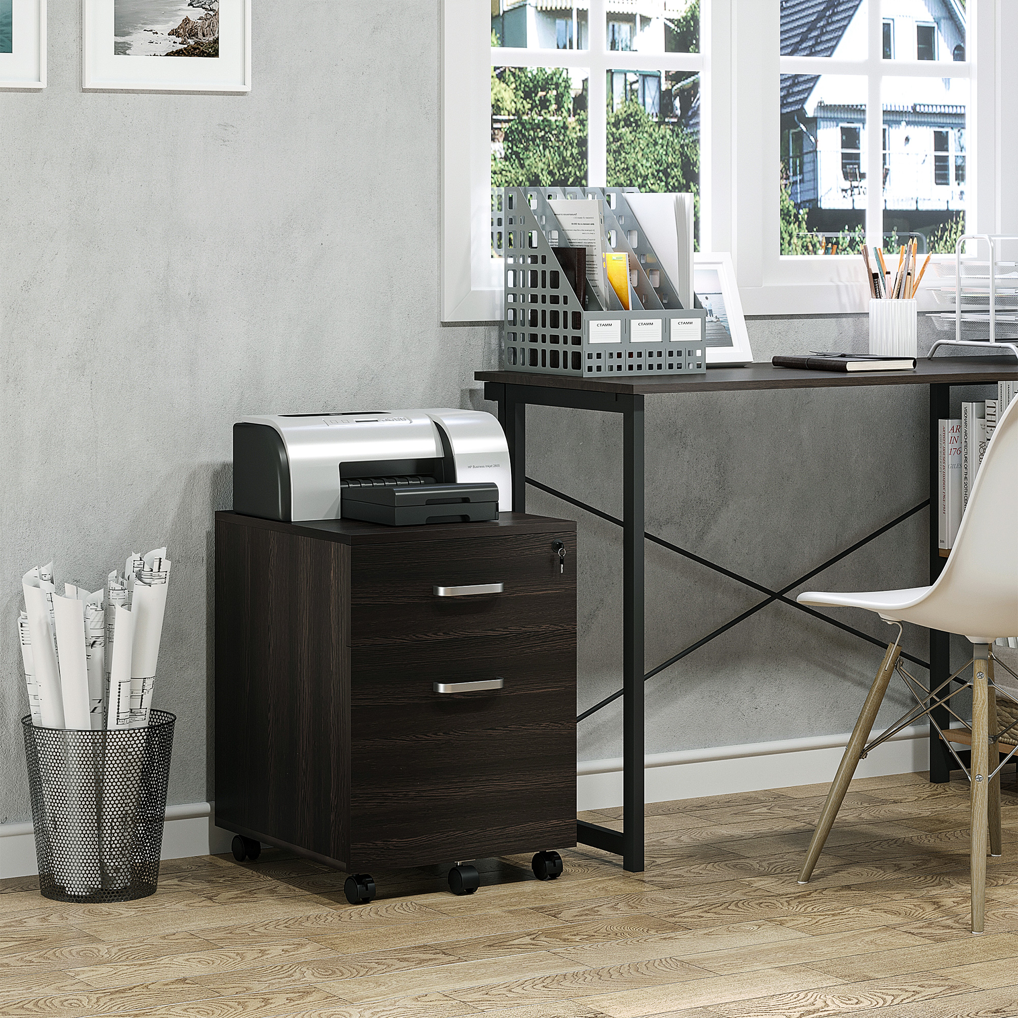 Vinsetto Büroschublade Schubladenschrank für Schreibtisch aus Holz, 2 Schub günstig online kaufen