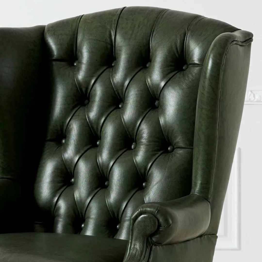 Ledersessel Chesterfield in Oliv Grün 50 cm Sitzhöhe günstig online kaufen
