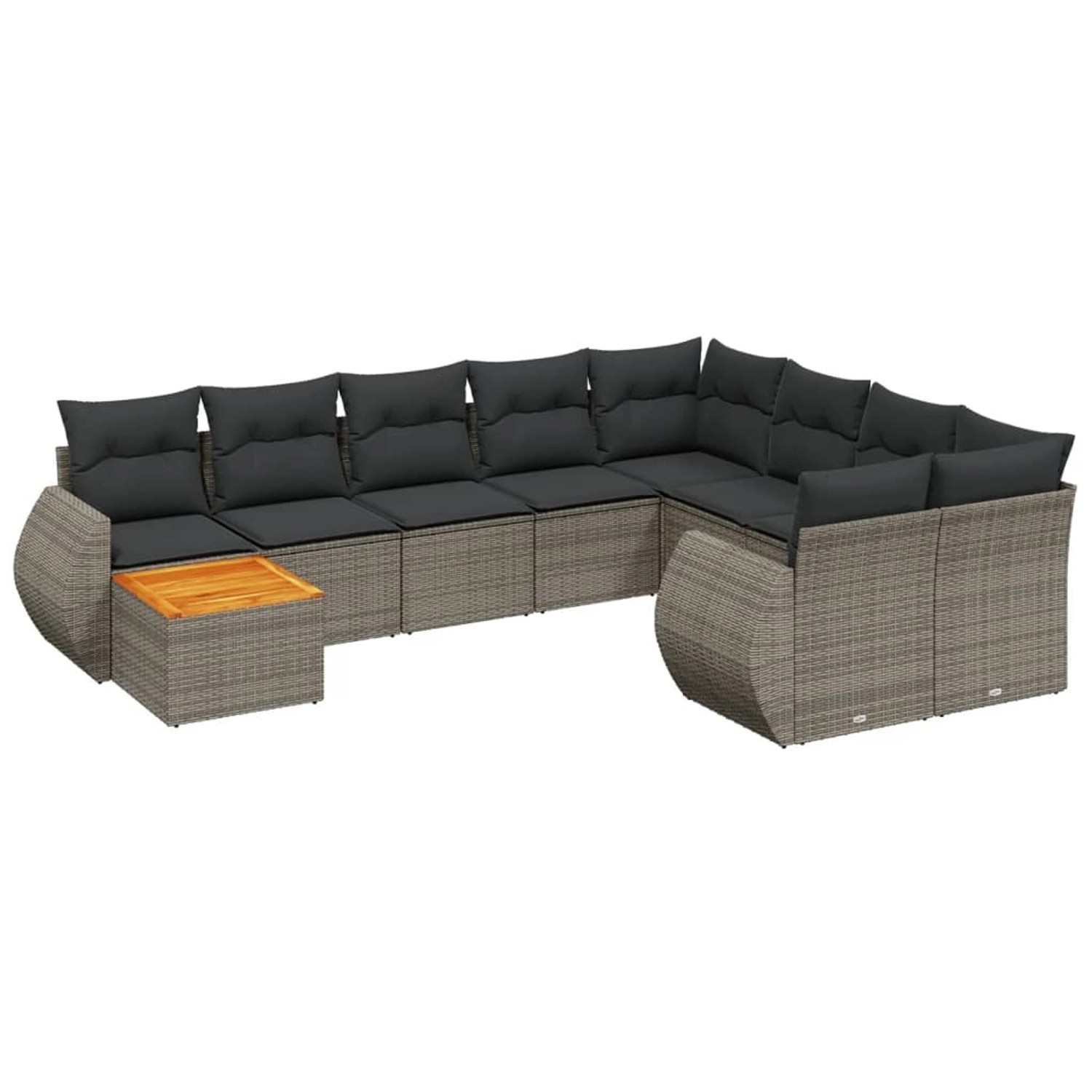 vidaXL 10-Tlg Garten-Sofagarnitur mit Kissen Grau Poly Rattan 3225171 günstig online kaufen