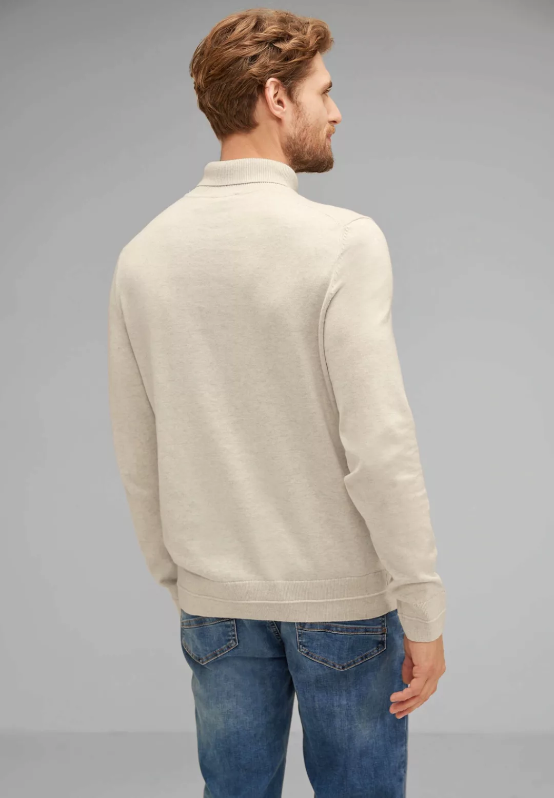 STREET ONE MEN Stehkragenpullover, in Melange Optik günstig online kaufen