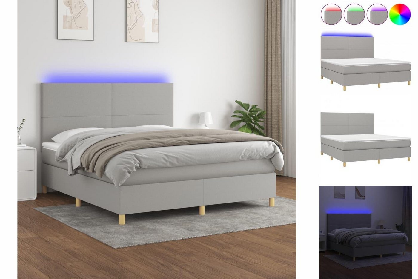 vidaXL Bettgestell Boxspringbett mit Matratze LED Dunkelbraun 180x200 cm St günstig online kaufen