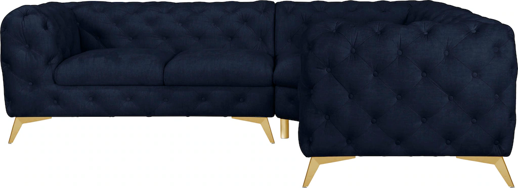 Leonique Chesterfield-Sofa "Ecksofa GLYNIS L-Form mit Wellenunterfederung, günstig online kaufen