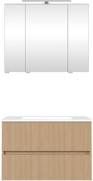 welltime Badmöbel-Set "Eixo", 80 cm breit, Badmöbel mit LED-Beleuchtung günstig online kaufen