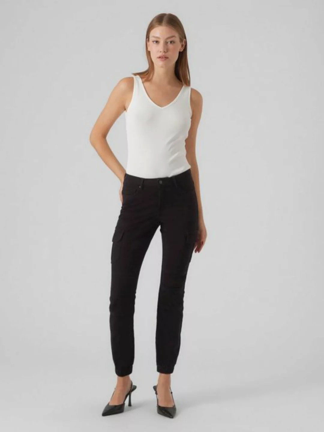 Vero Moda Slim-fit-Jeans Denim Jogger Pants Cargo Stoffhose Stretch Jeans V günstig online kaufen