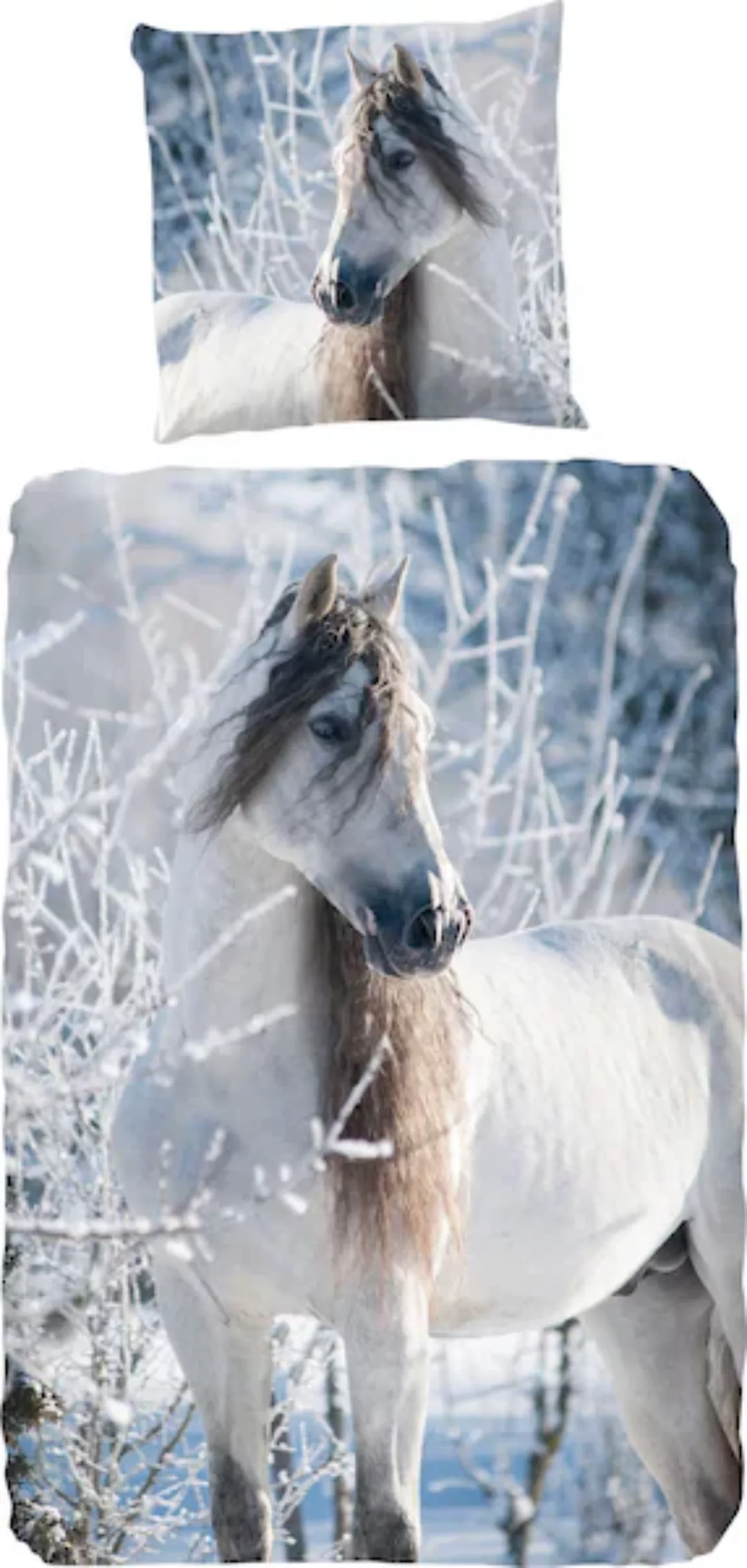 good morning Kinderbettwäsche »White horse«, (2 tlg.), mit Pferden günstig online kaufen