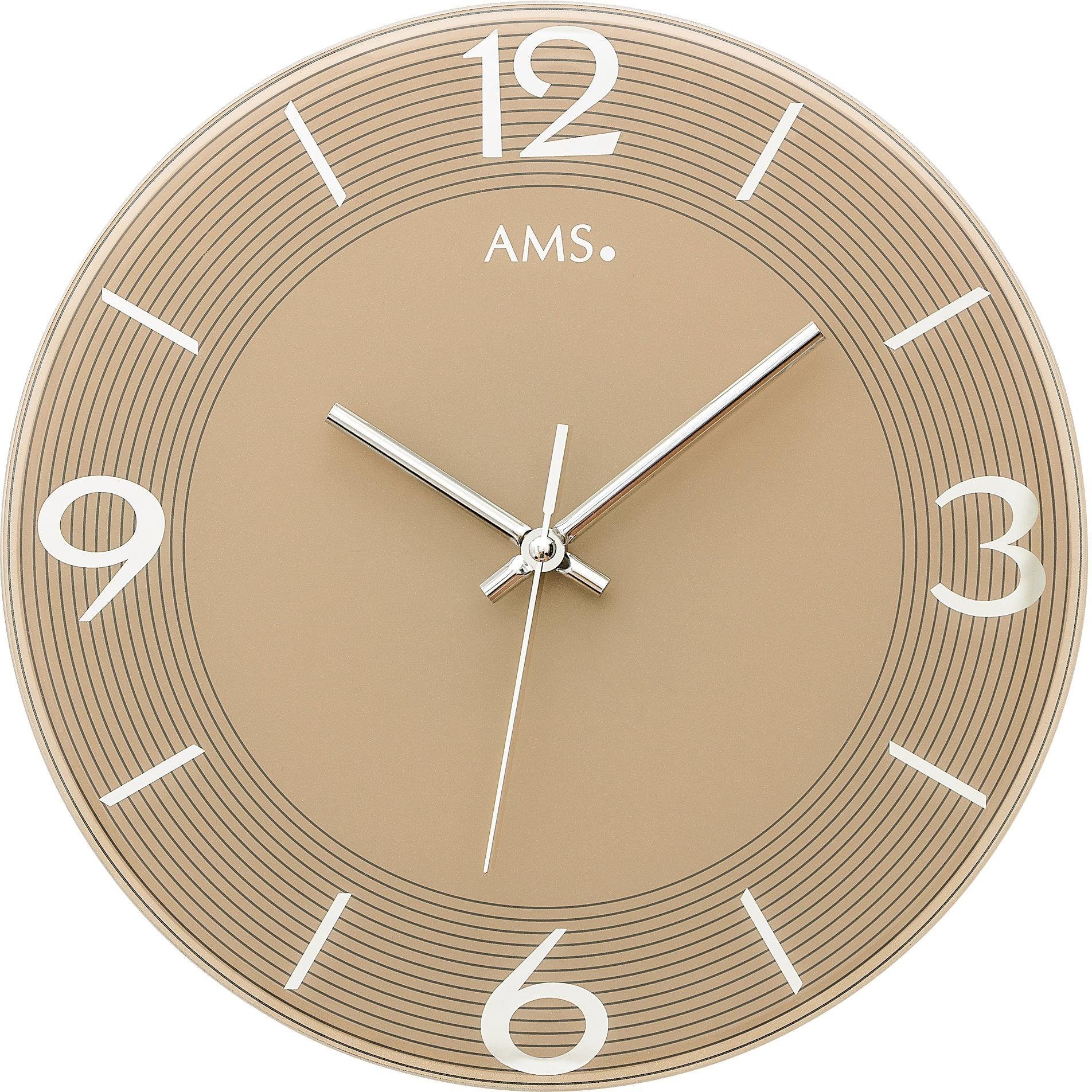 AMS Wanduhr »W9572«, Quarzuhr,Glas,Wohnzimmer,Esszimmer,Küche,Arbeitszimmer günstig online kaufen