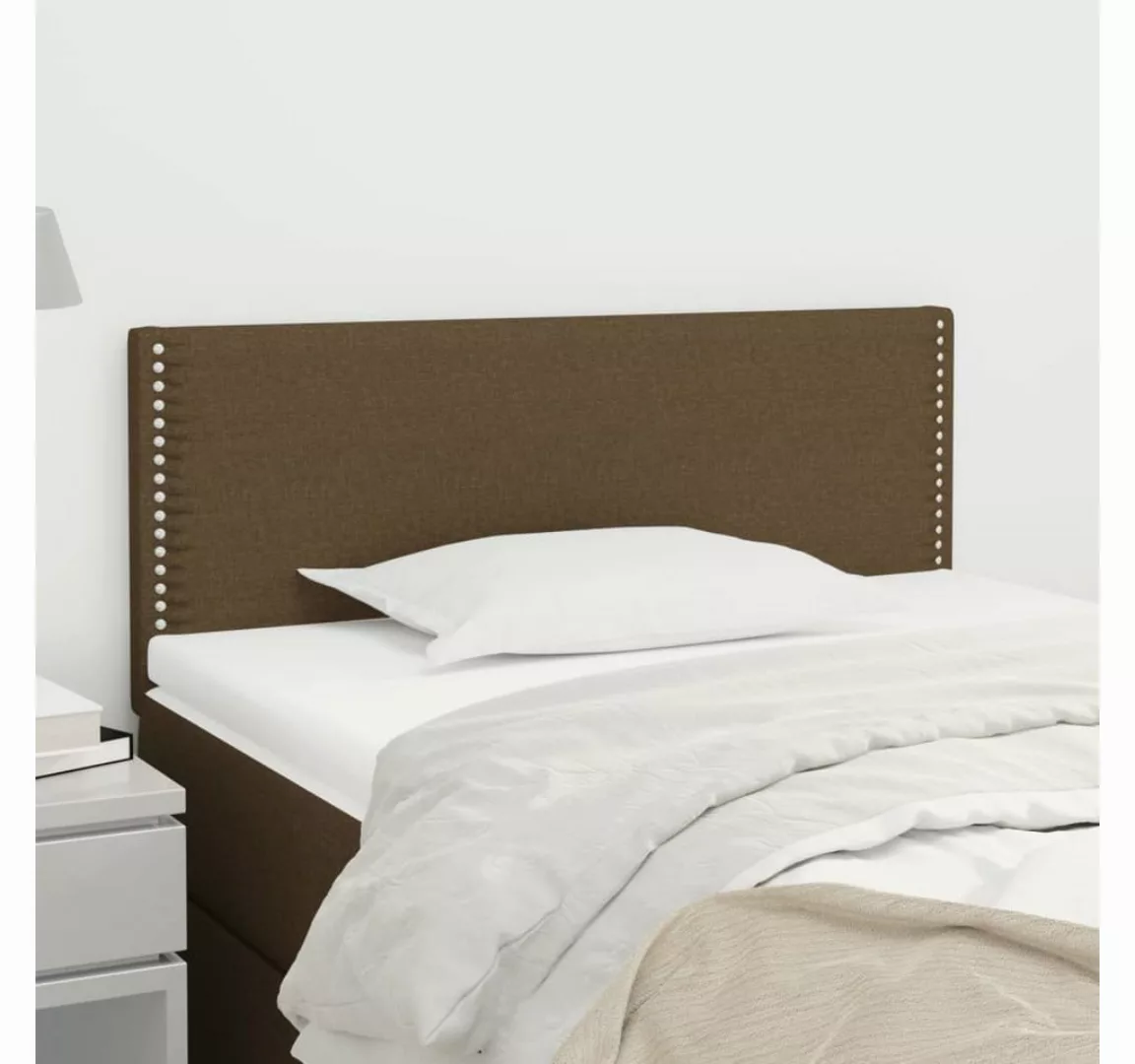 vidaXL Bett, Kopfteil Dunkelbraun 90x5x78/88 cm Stoff günstig online kaufen