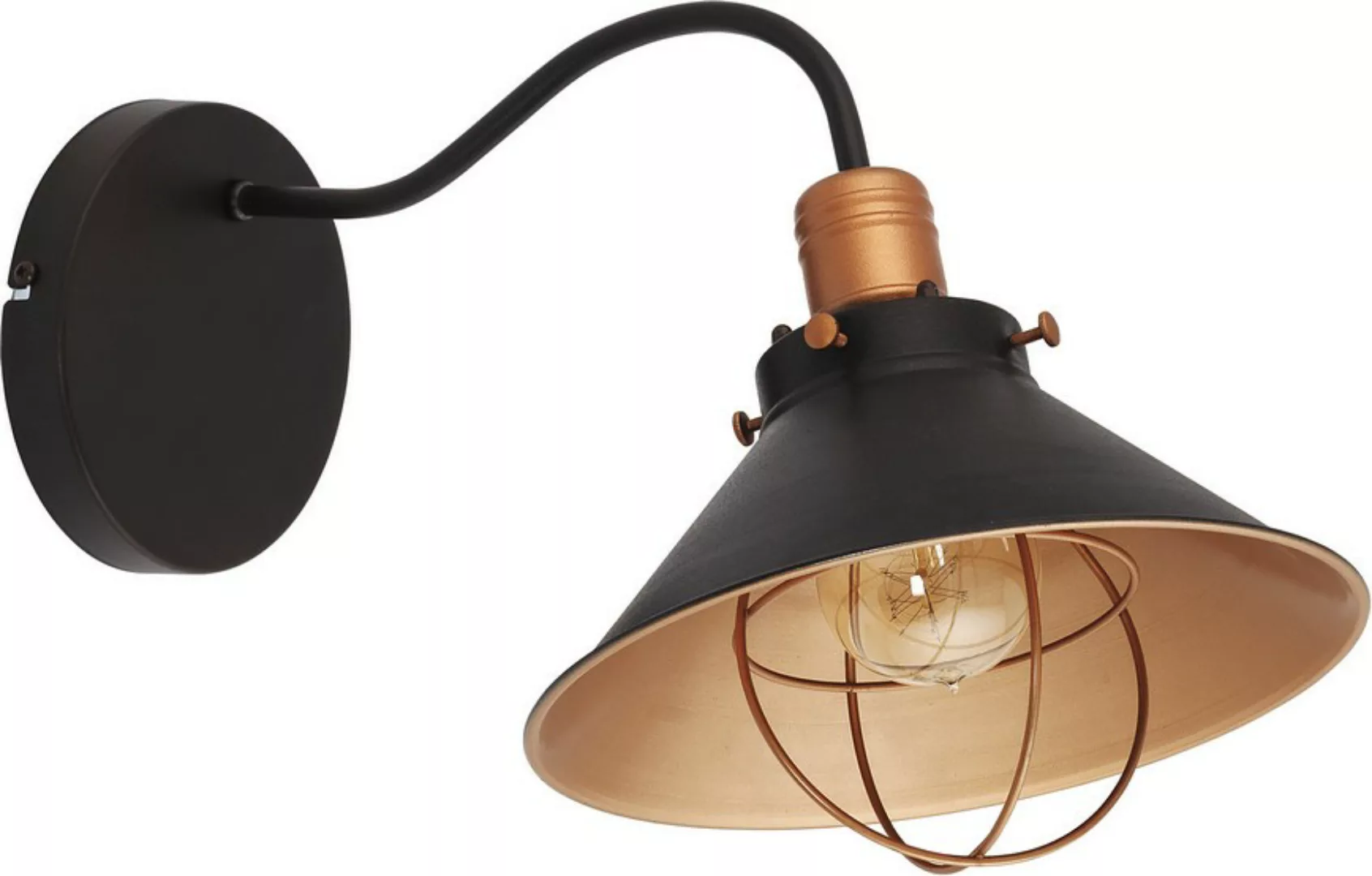 Industrie Wandlampe Schwarz Kupfer E27 T:40cm LOFT günstig online kaufen
