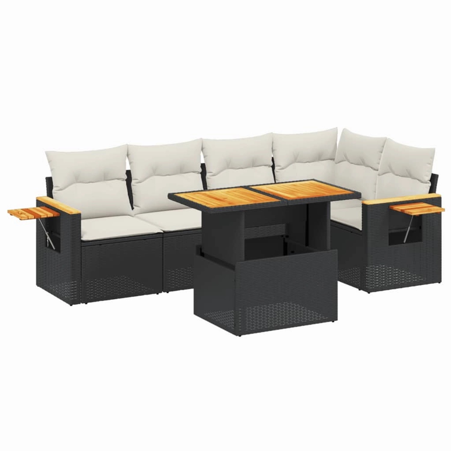 vidaXL 6-Tlg Garten-Sofagarnitur mit Kissen Schwarz Poly Rattan 3273506 günstig online kaufen