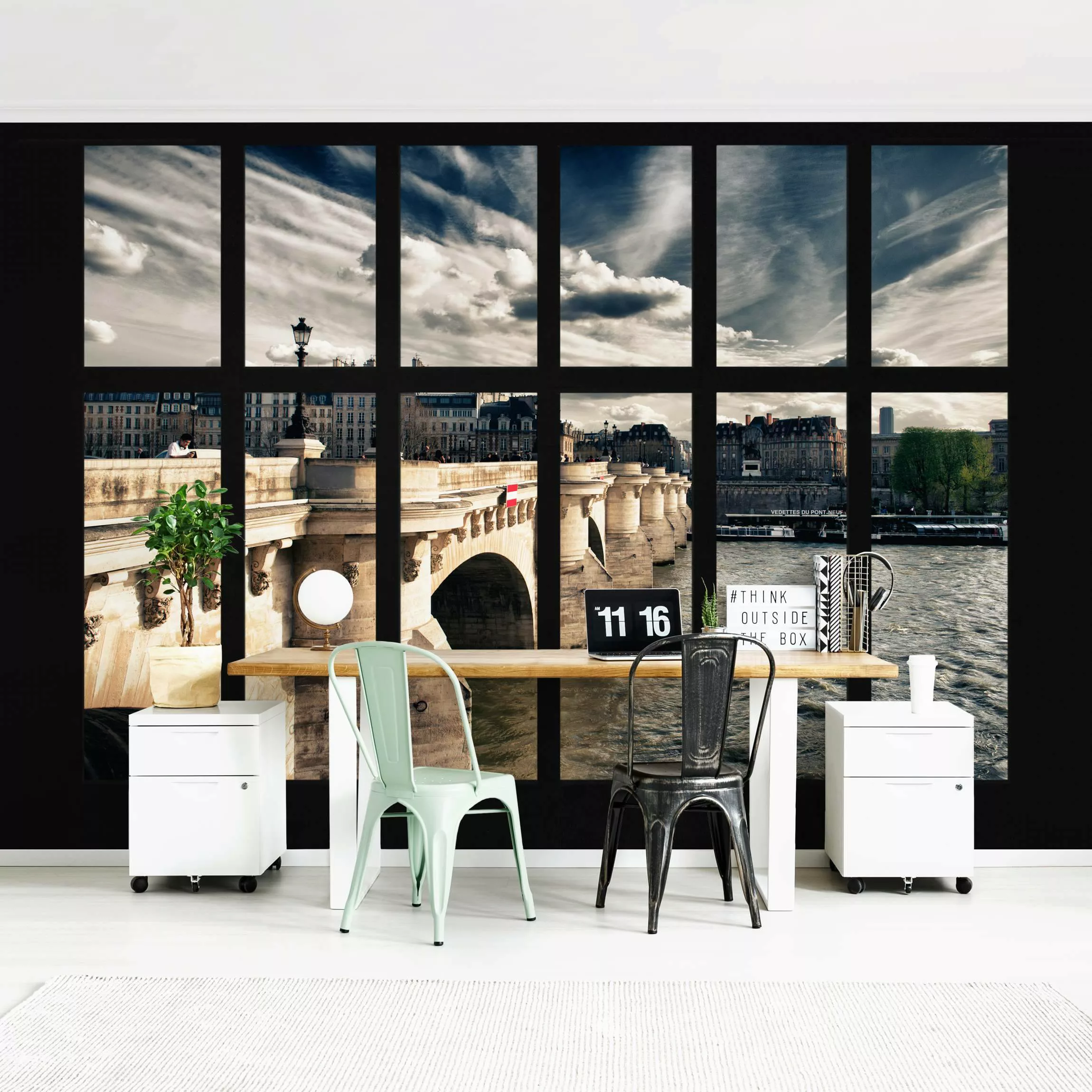 Fototapete Fenster Brücke Paris günstig online kaufen