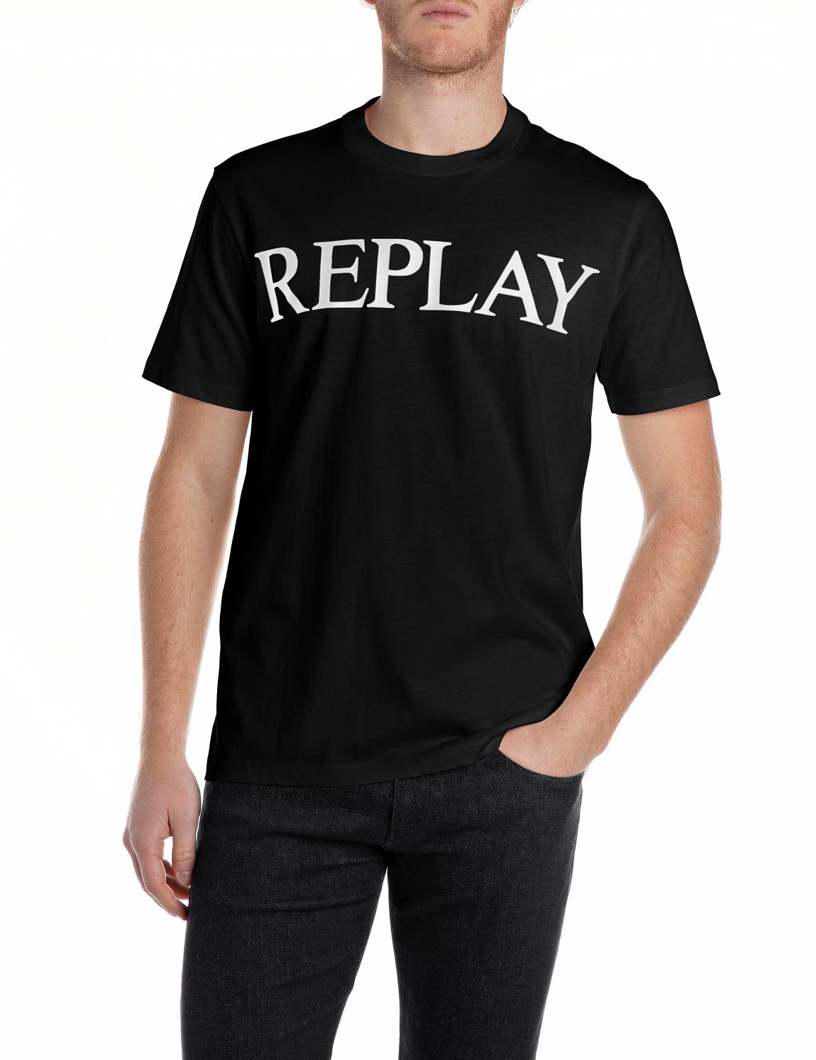 Replay Herren Rundhals T-Shirt BASIC JERSEY BIG 30/1 Regular Fit günstig online kaufen