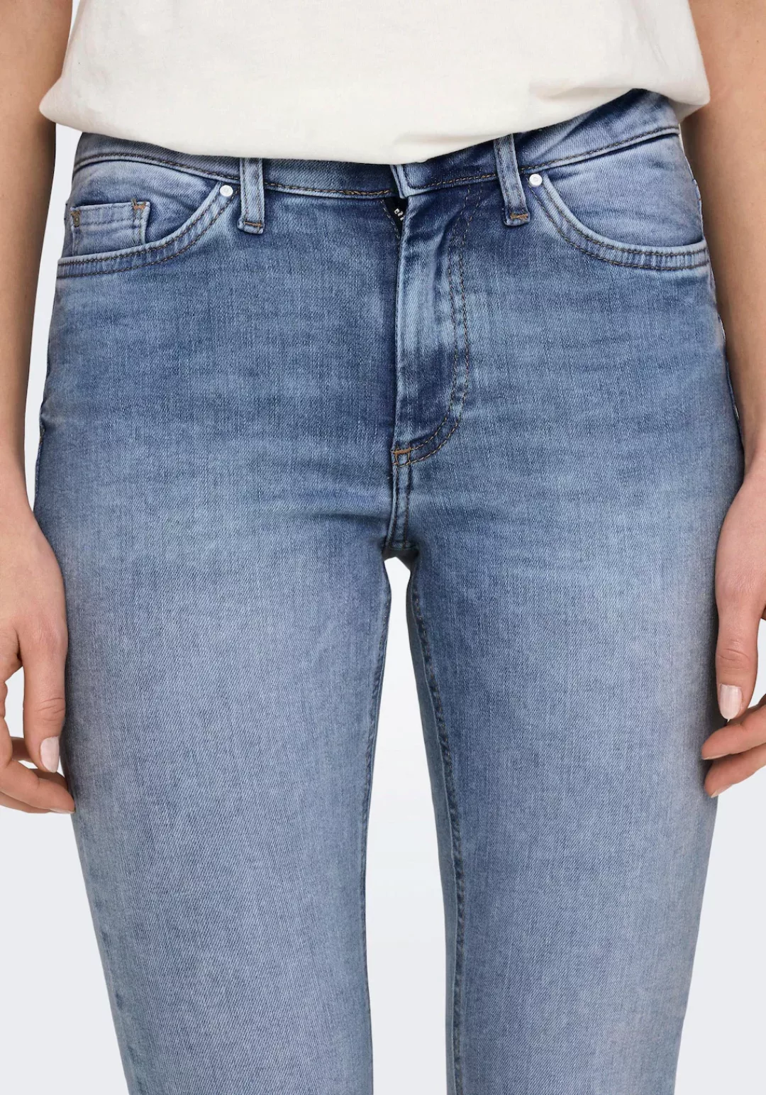 Only Damen Jeans ONLBLUSH MID SK ANK RAW DNM REA694 - Skinny Fit - Blau - M günstig online kaufen