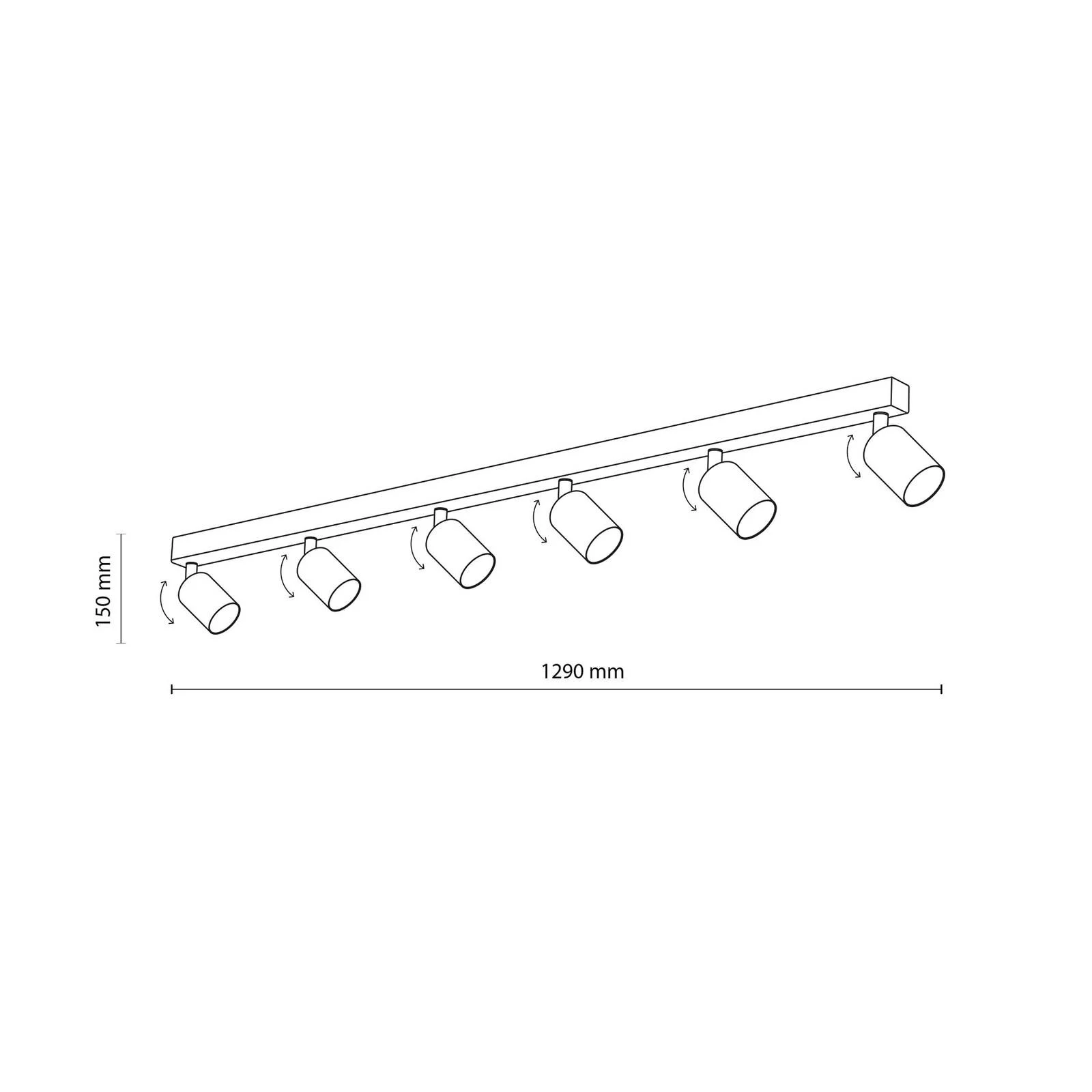 Deckenspot Top, justierbar, braun, sechsflammig linear günstig online kaufen