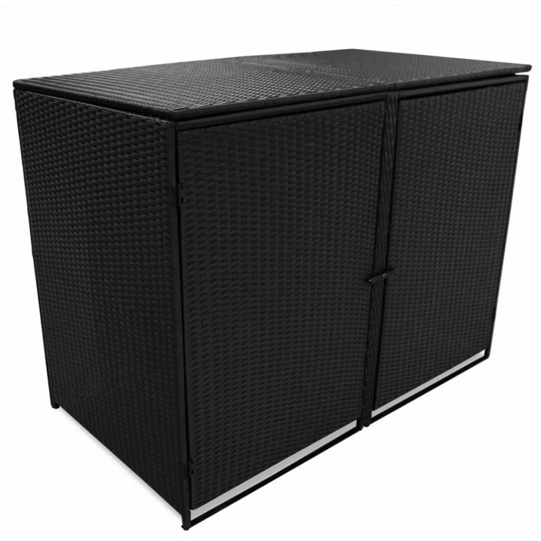 Mülltonnenbox Für 2 Tonnen Poly Rattan Schwarz 148x80x111 Cm günstig online kaufen