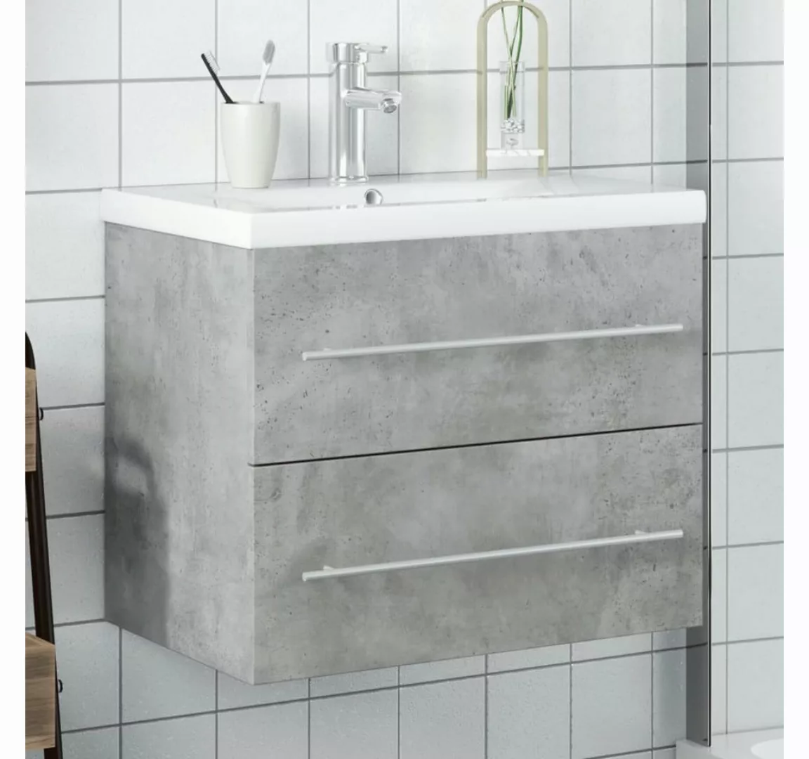 vidaXL Badezimmerspiegelschrank Waschbeckenunterschrank mit Einbaubecken Be günstig online kaufen