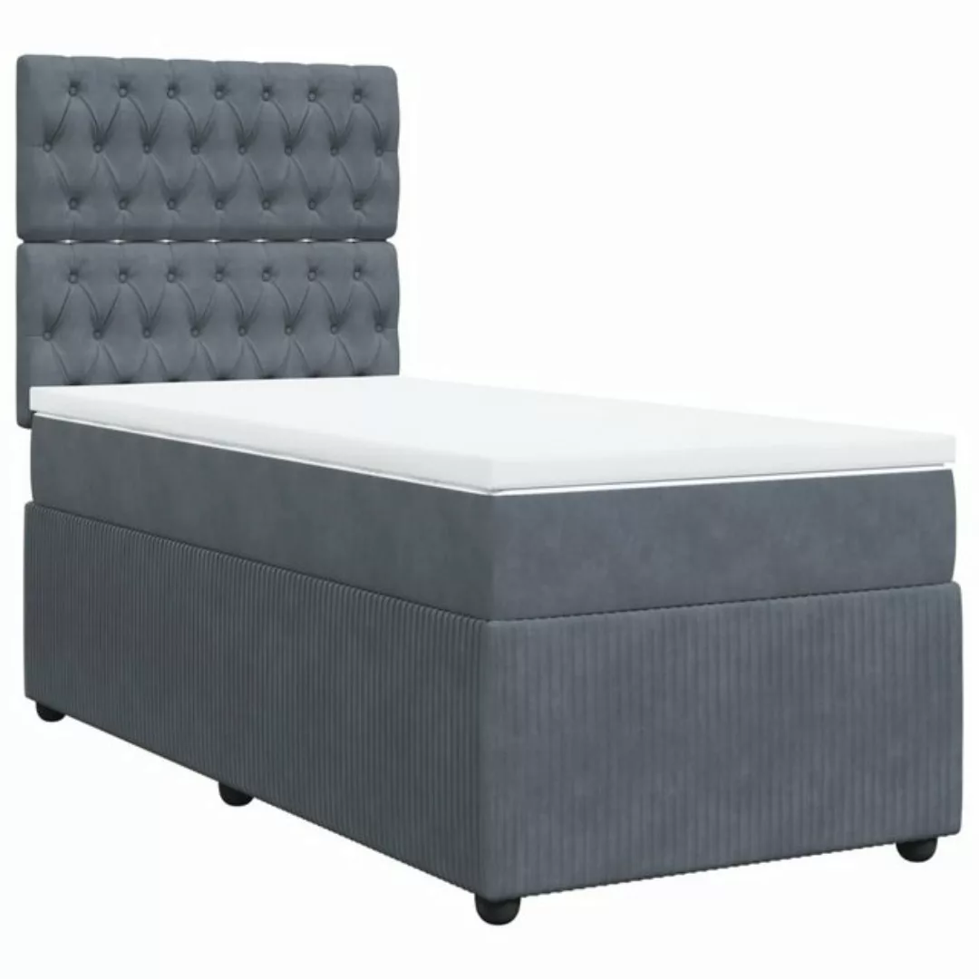 vidaXL Bett Boxspringbett mit Matratze Dunkelgrau 80x200 cm Samt günstig online kaufen