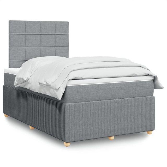 vidaXL Boxspringbett, Boxspringbett mit Matratze Hellgrau 120x190 cm Stoff günstig online kaufen