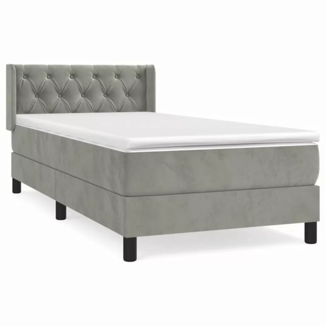 furnicato Bettgestell Boxspringbett mit Matratze Hellgrau 80x200 cm Samt günstig online kaufen