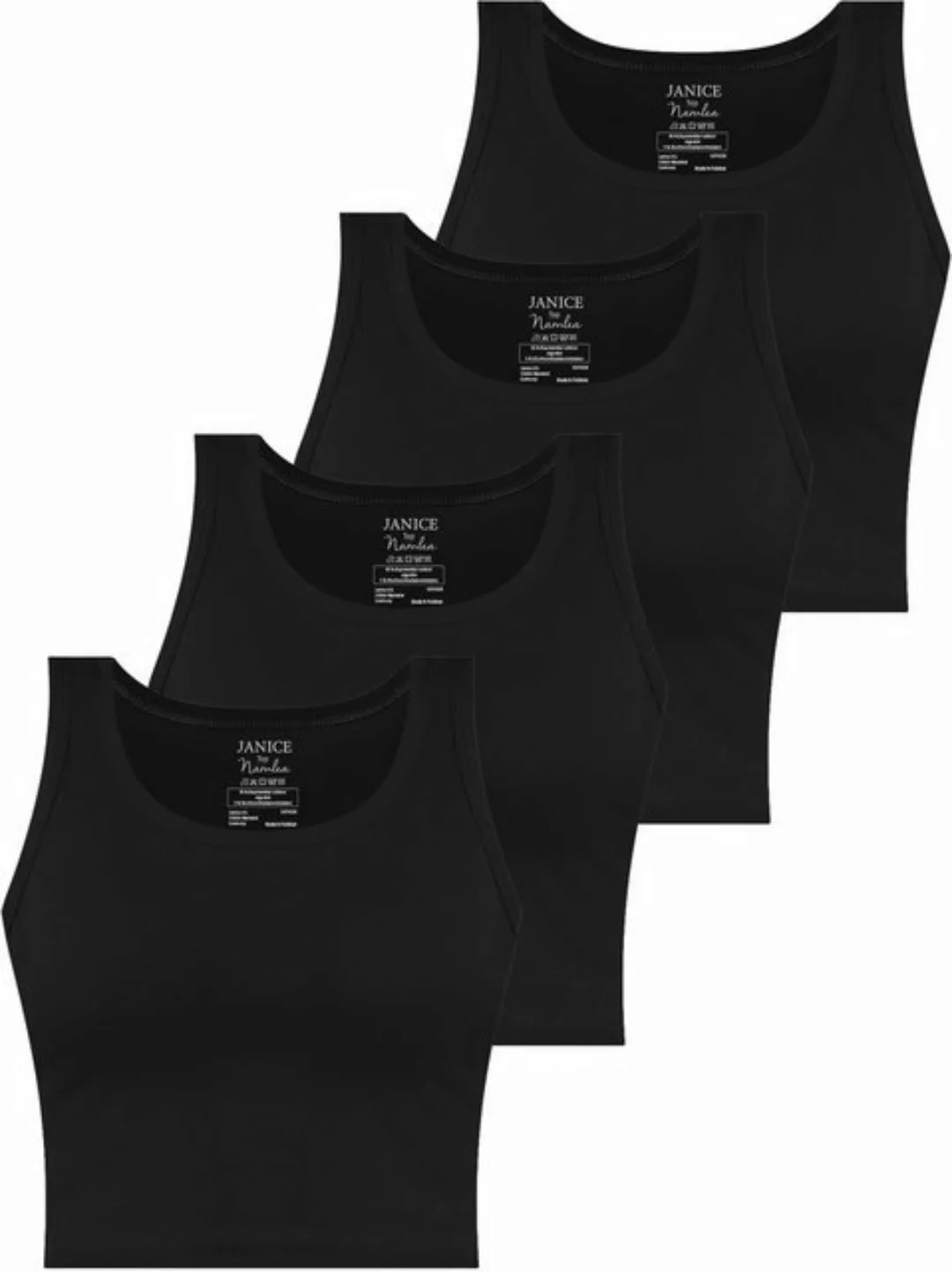 Janice Tanktop 4 x Damen crop Top Namlea Kurzes Tanktop aus Baumwolle günstig online kaufen