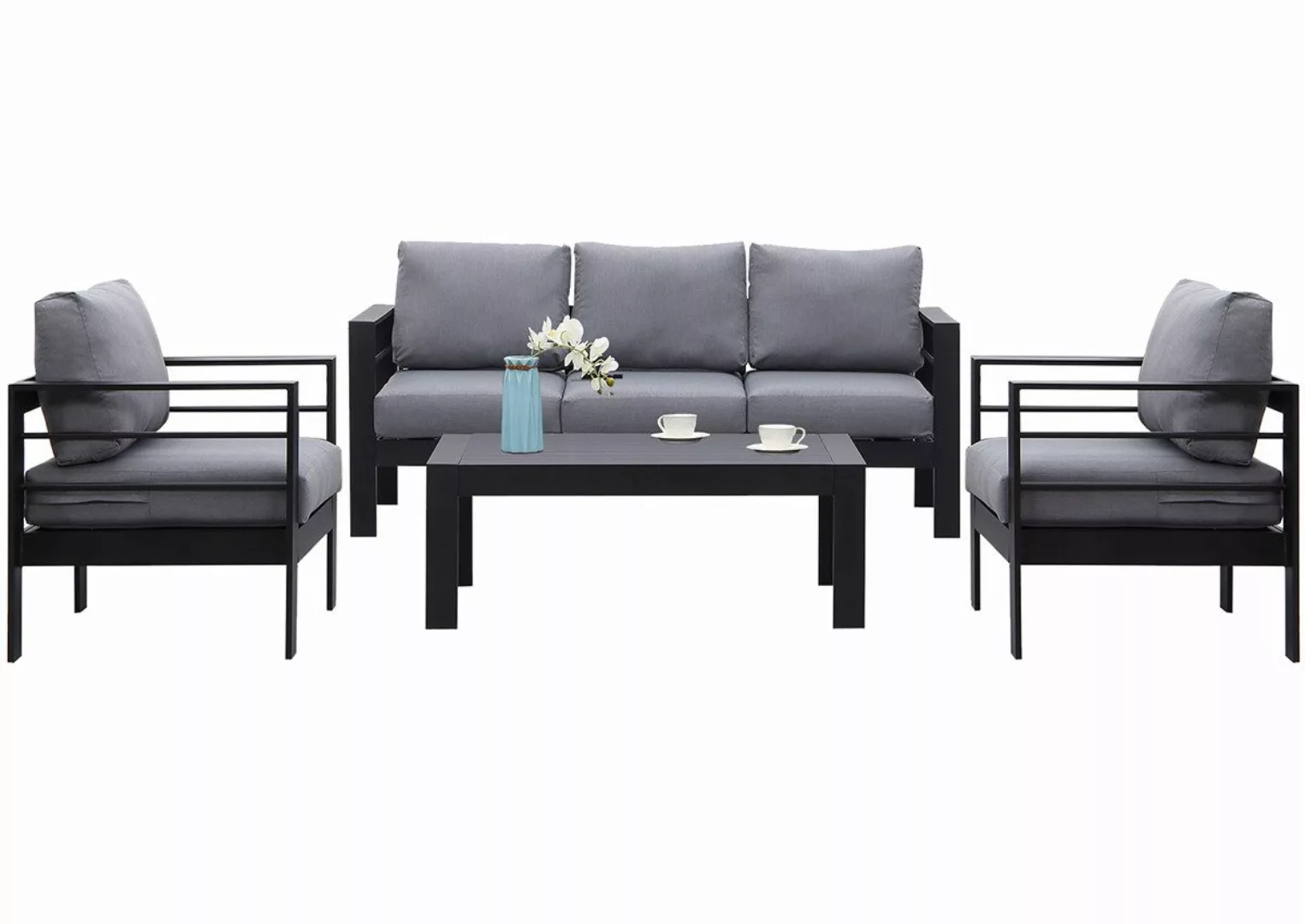 MeXo Gartenlounge-Set Gartenmöbel Set Aluminium Loungeset günstig online kaufen