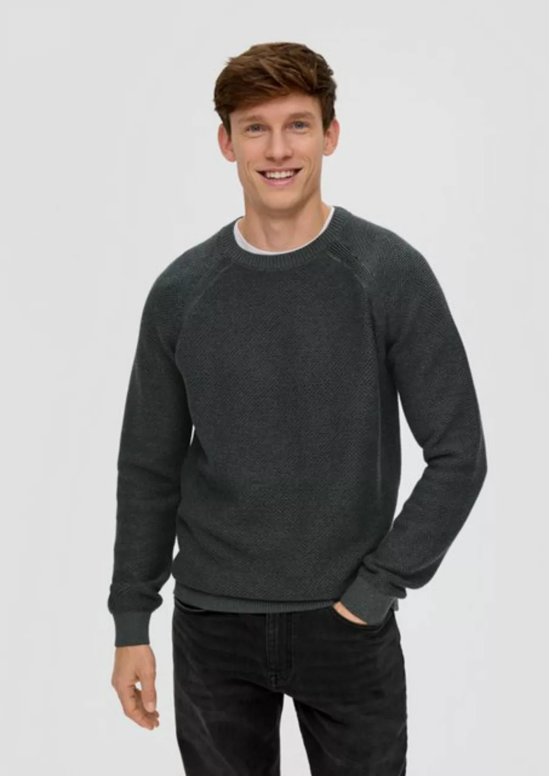 s.Oliver Strickpullover Strickpullover mit Crew Neck Rippblende günstig online kaufen