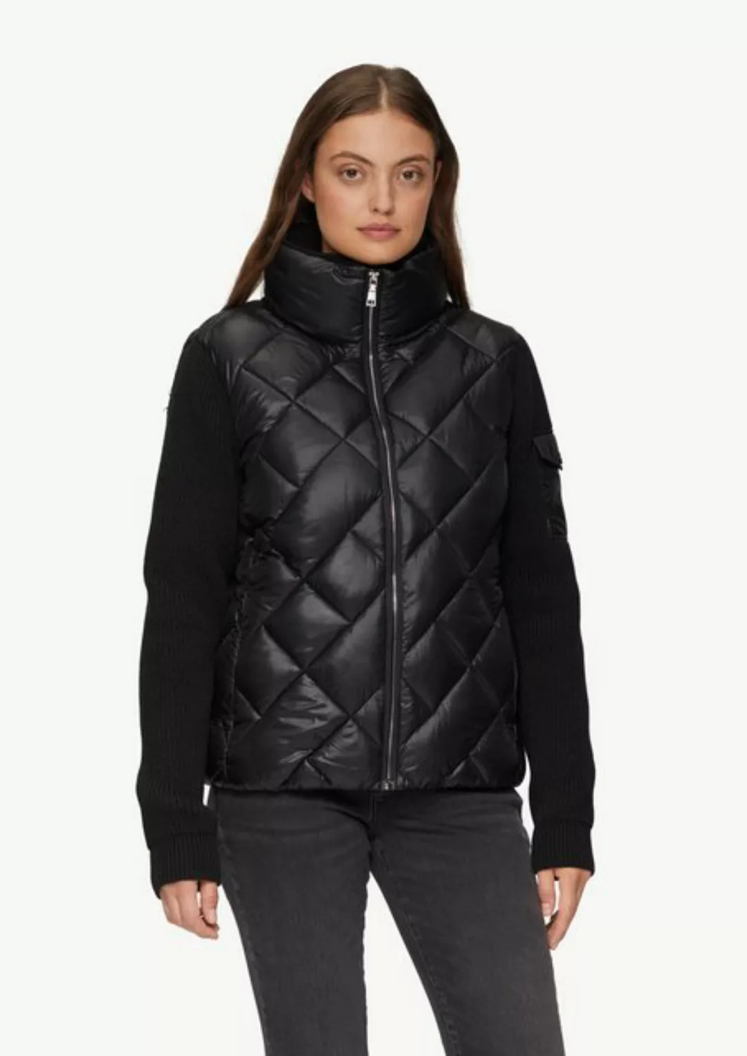 s.Oliver Funktionsjacke Leichte Steppjacke mit gestrickten Ärmeln Rippblend günstig online kaufen