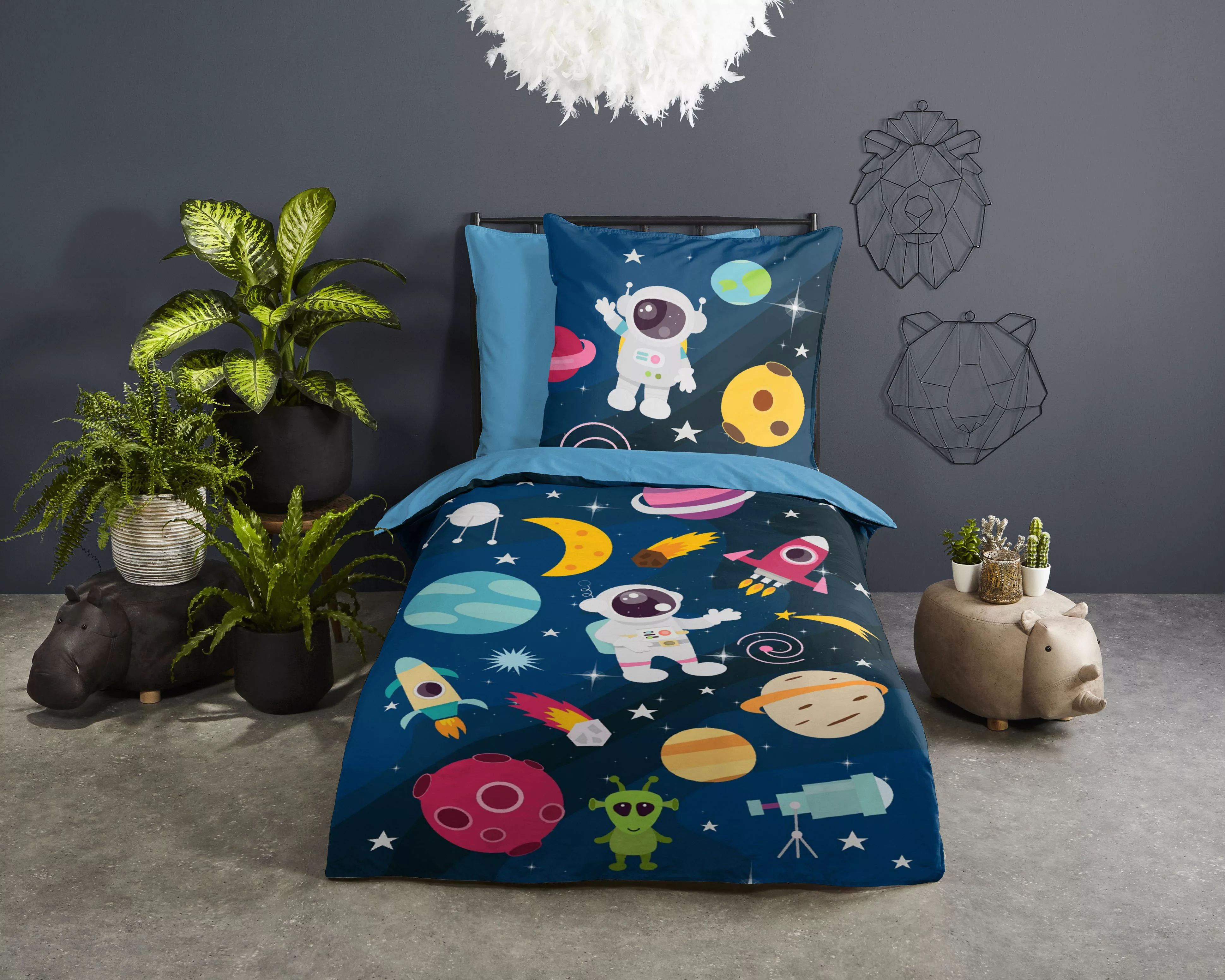 PURE luxury collection Kinderbettwäsche »Planets«, Trocknet schnell günstig online kaufen