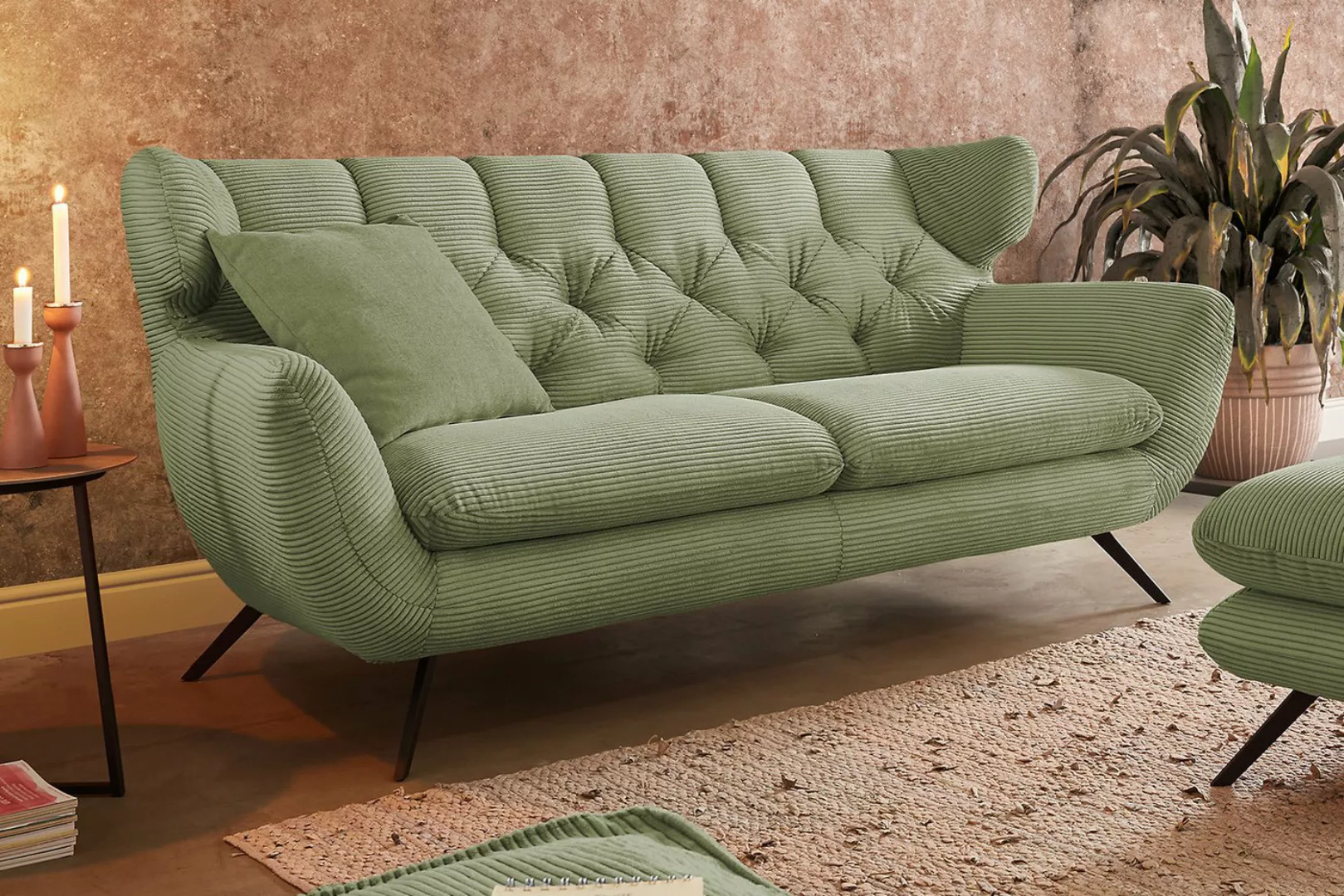 KAWOLA 3-Sitzer CHARME, Sofa Couch Velvet oder Cord verschiedene Farben 225 günstig online kaufen