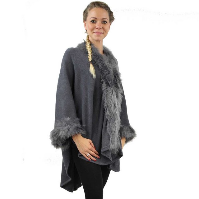 Antonio Strickponcho Antonio Poncho Fell grau günstig online kaufen