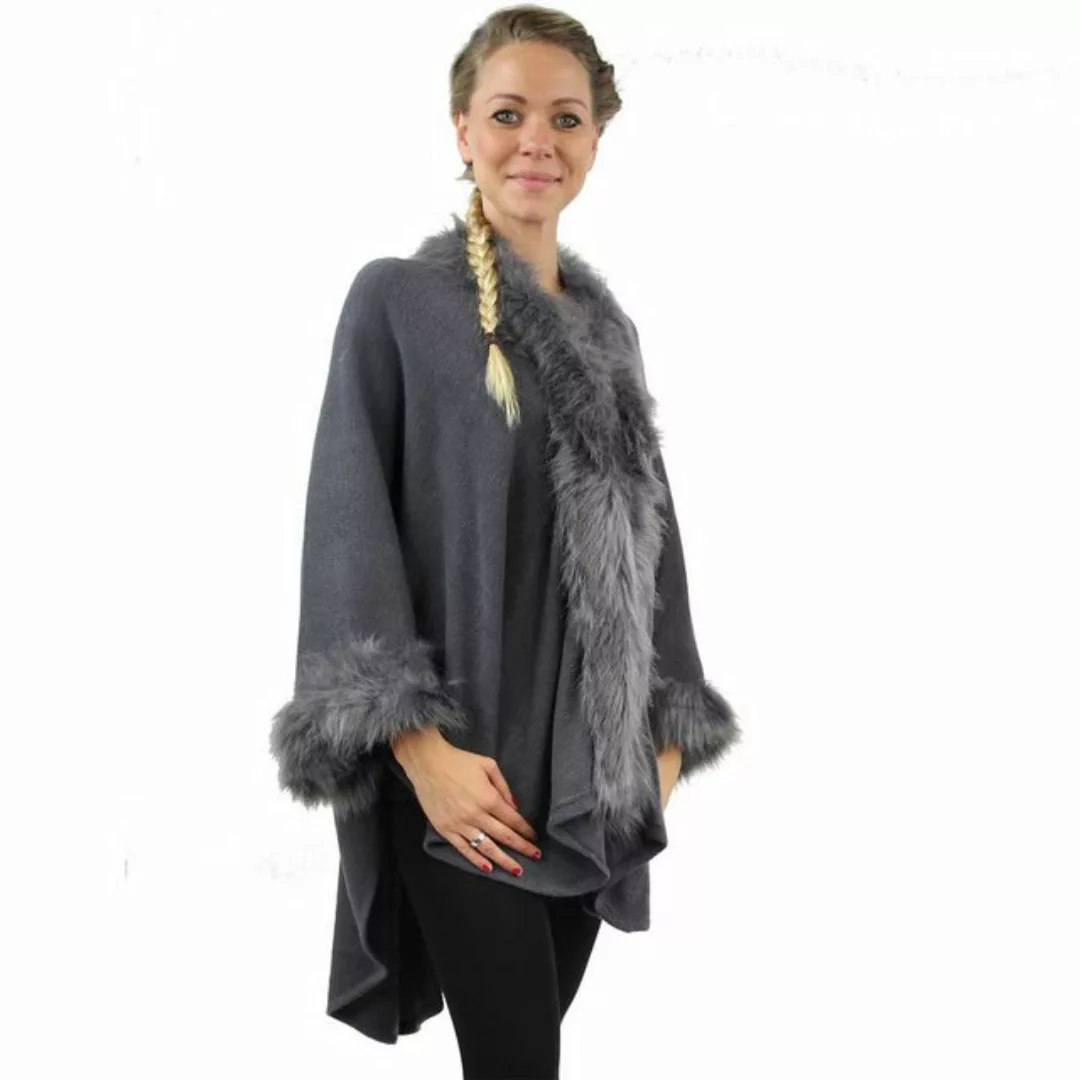 Antonio Strickponcho Antonio Poncho Fell grau günstig online kaufen