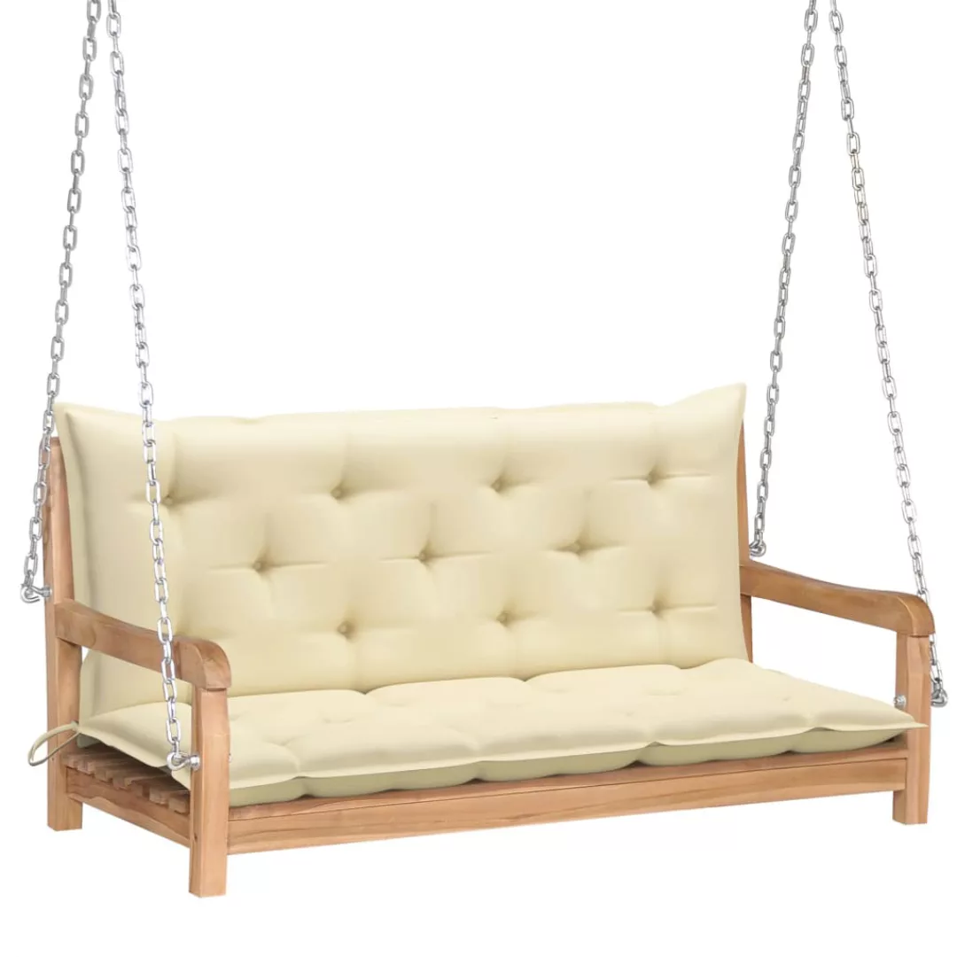 Hollywoodschaukel Mit Creme Auflage 120 Cm Massivholz Teak günstig online kaufen