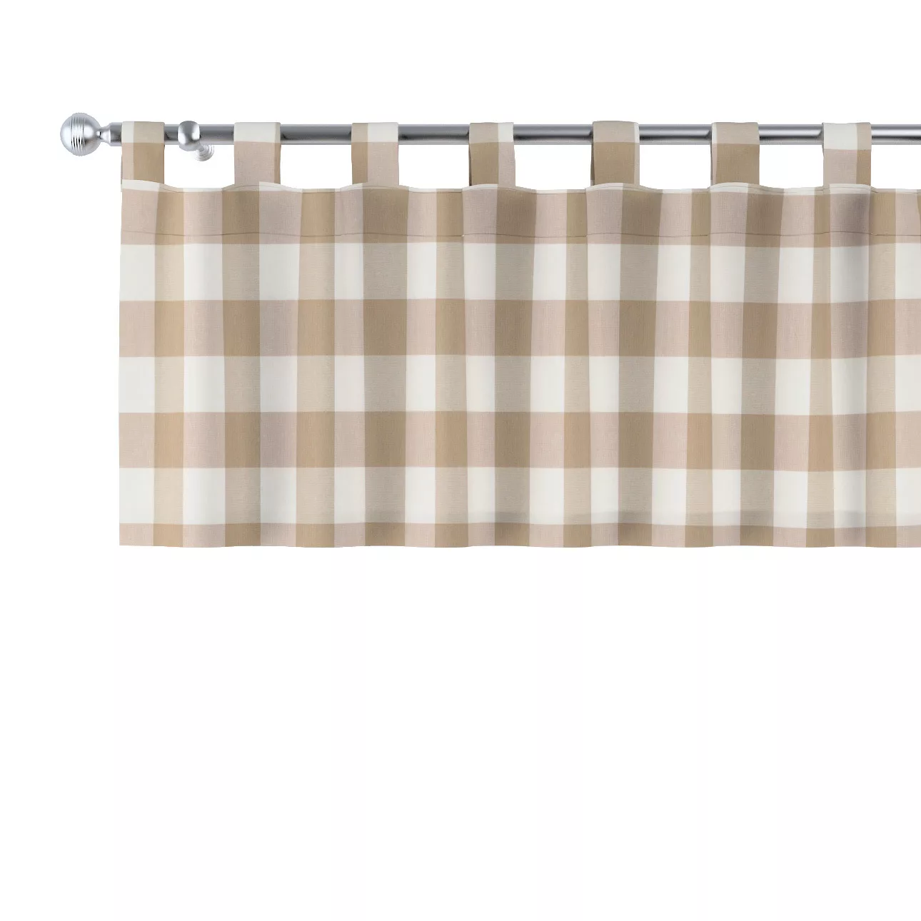 Kurzgardine mit Schlaufen, weiss-beige kariert, 260 x 40 cm, Quadro (136-08 günstig online kaufen