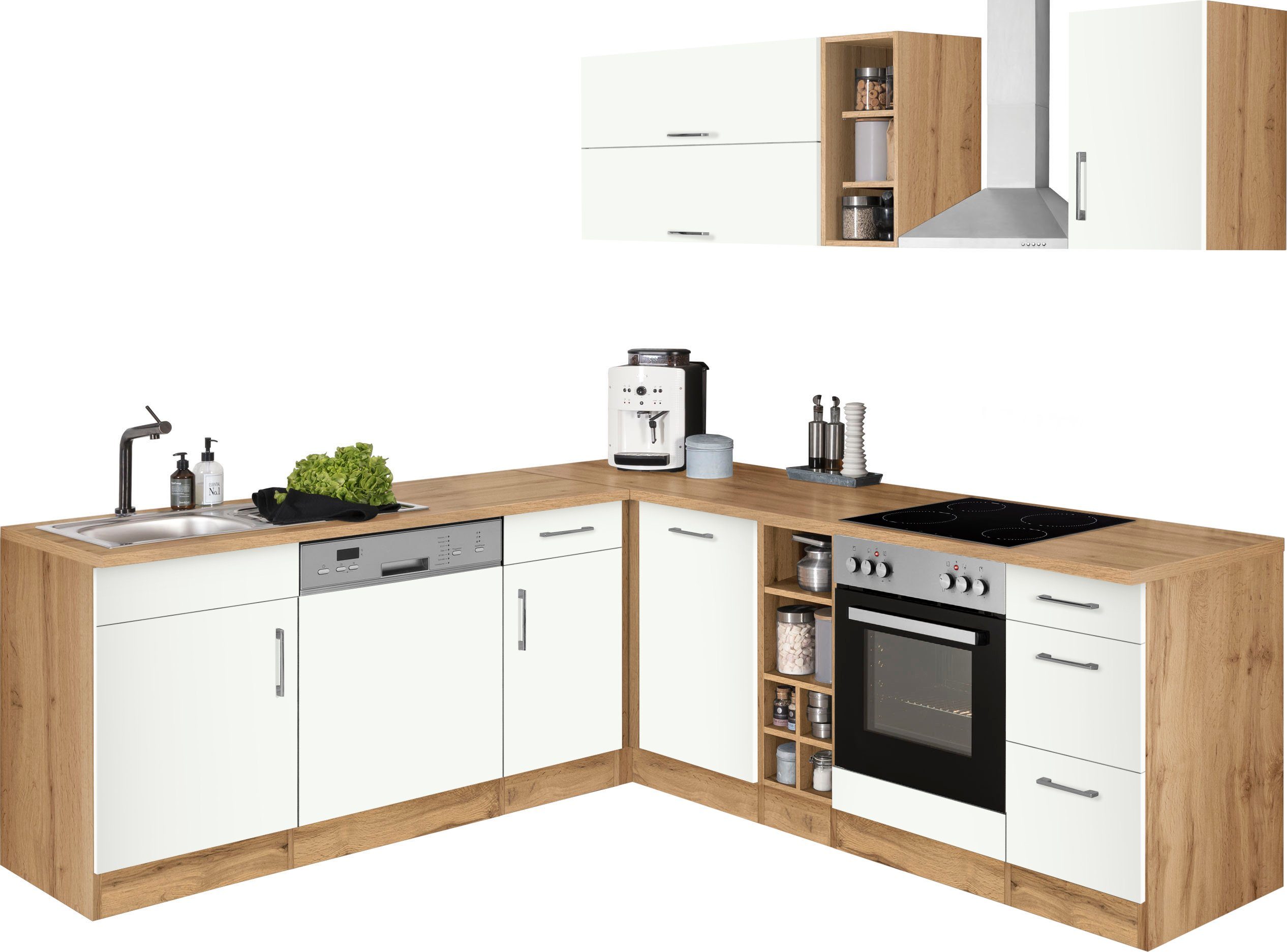 KOCHSTATION Winkelküche "KS-Colmar", mit E-Geräten, Stellbreite 210/240 cm günstig online kaufen