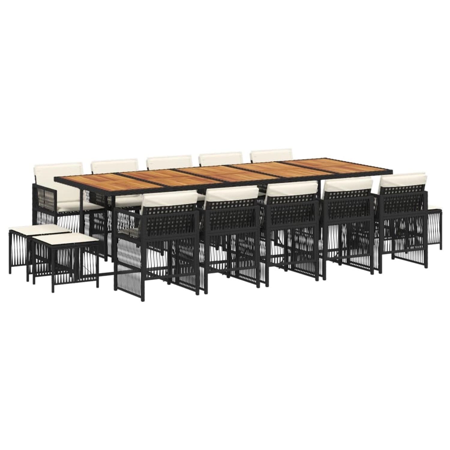 vidaXL 15-Tlg Garten-Essgruppe mit Kissen Schwarz Poly Rattan 3210999 günstig online kaufen