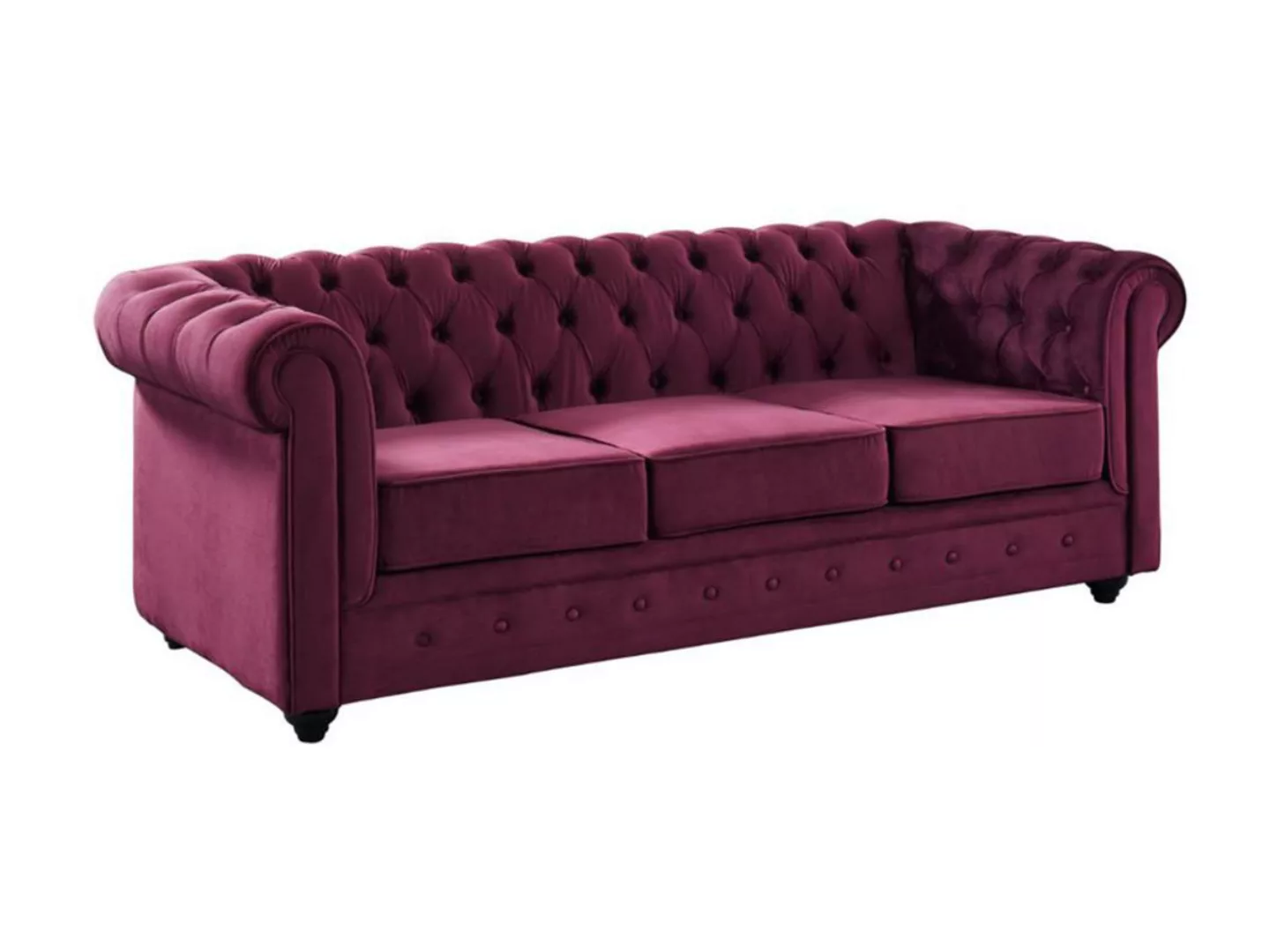 Sofa 3-Sitzer - Samt - Pflaumenfarben - CHESTERFIELD günstig online kaufen