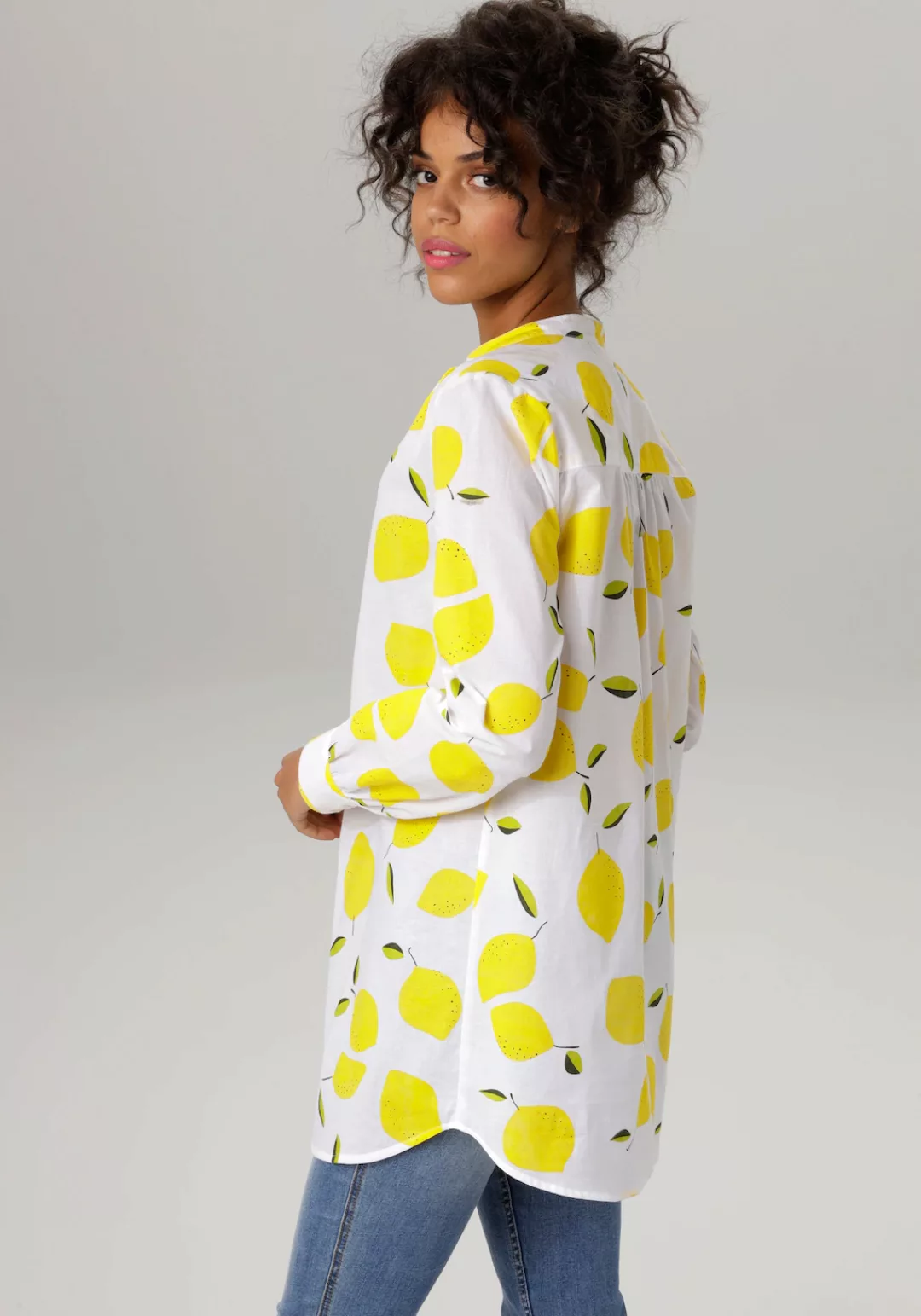 Aniston CASUAL Longbluse, mit trendigen Zitronen bedruckt günstig online kaufen