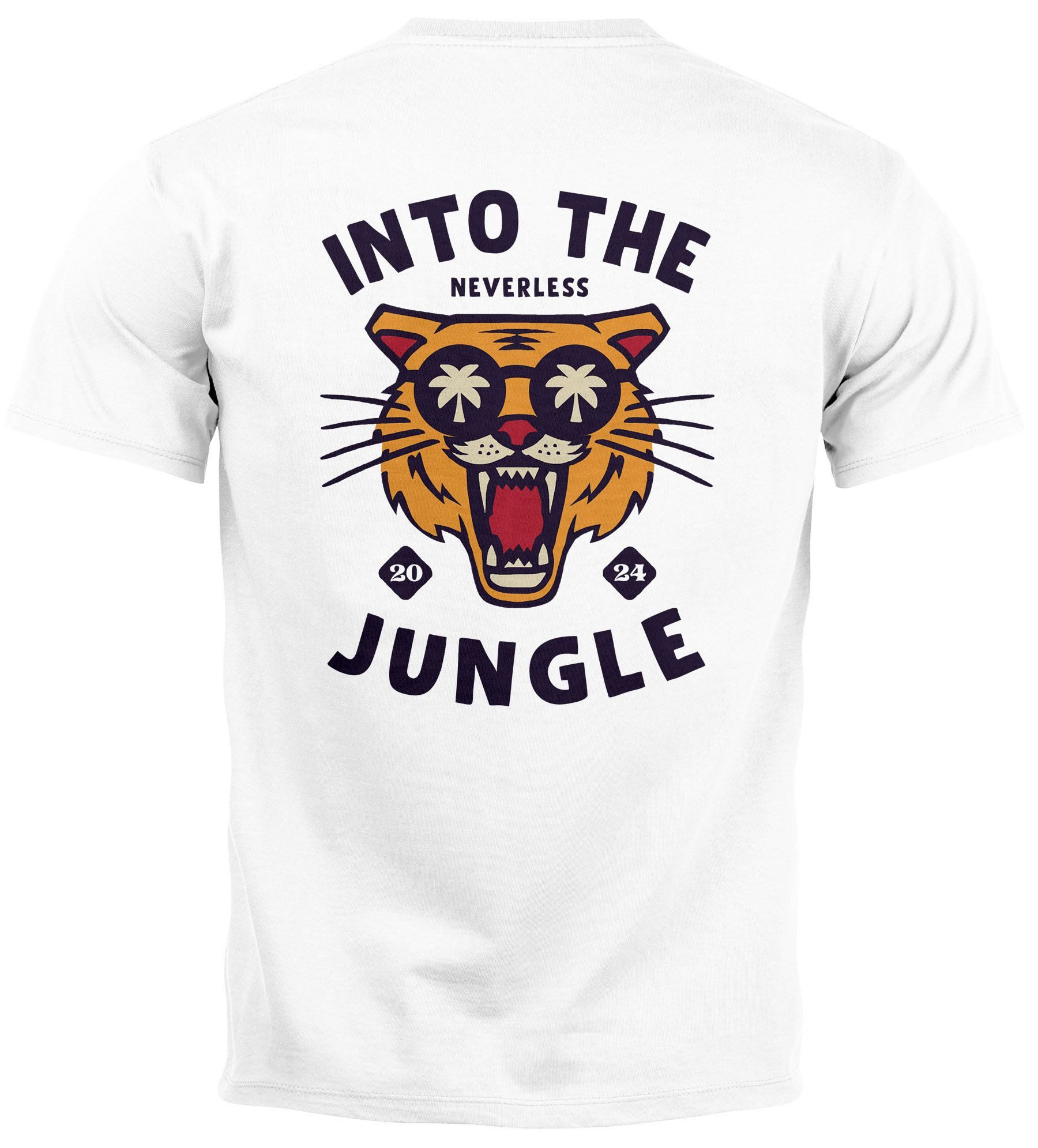 Neverless Print-Shirt Herren T-Shirt Backprint Tiger günstig online kaufen