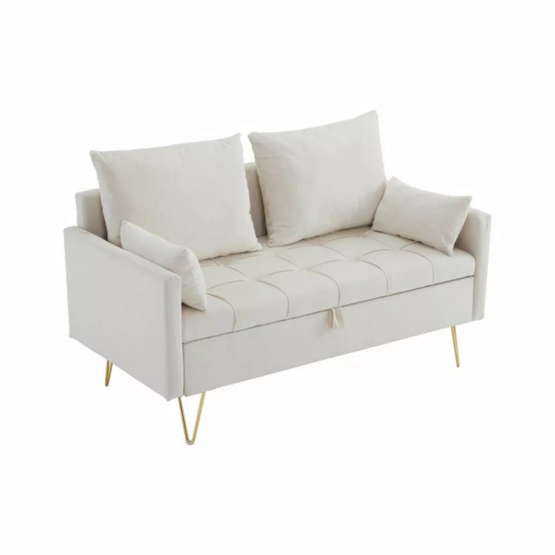 i@home Sofa, 2 Sitze, mit Stauraum und Kissen, mit goldenen Metallbeinen, S günstig online kaufen