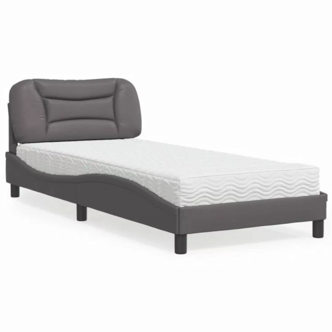 vidaXL Bett Bett mit Matratze Grau 80x200 cm Kunstleder günstig online kaufen
