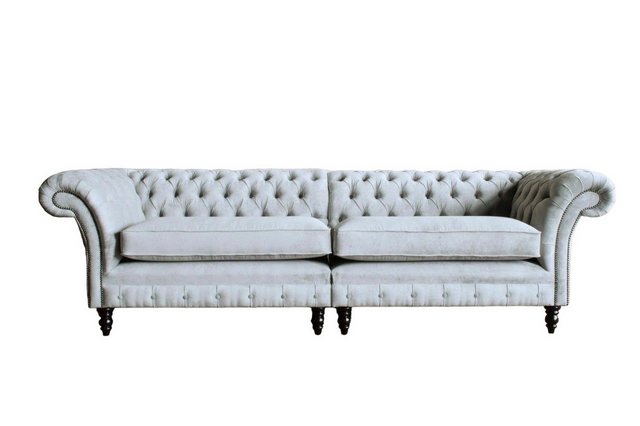 JVmoebel Chesterfield-Sofa Grau Sofa Couch Chesterfield 240cm Polster Sofas günstig online kaufen